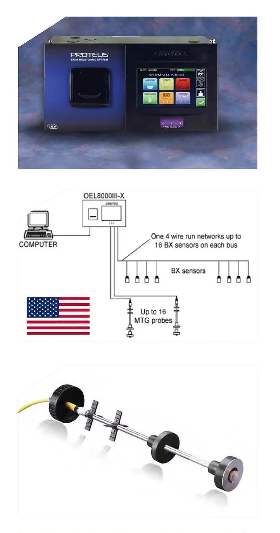 Automatic tank gauging console, probes and sensors