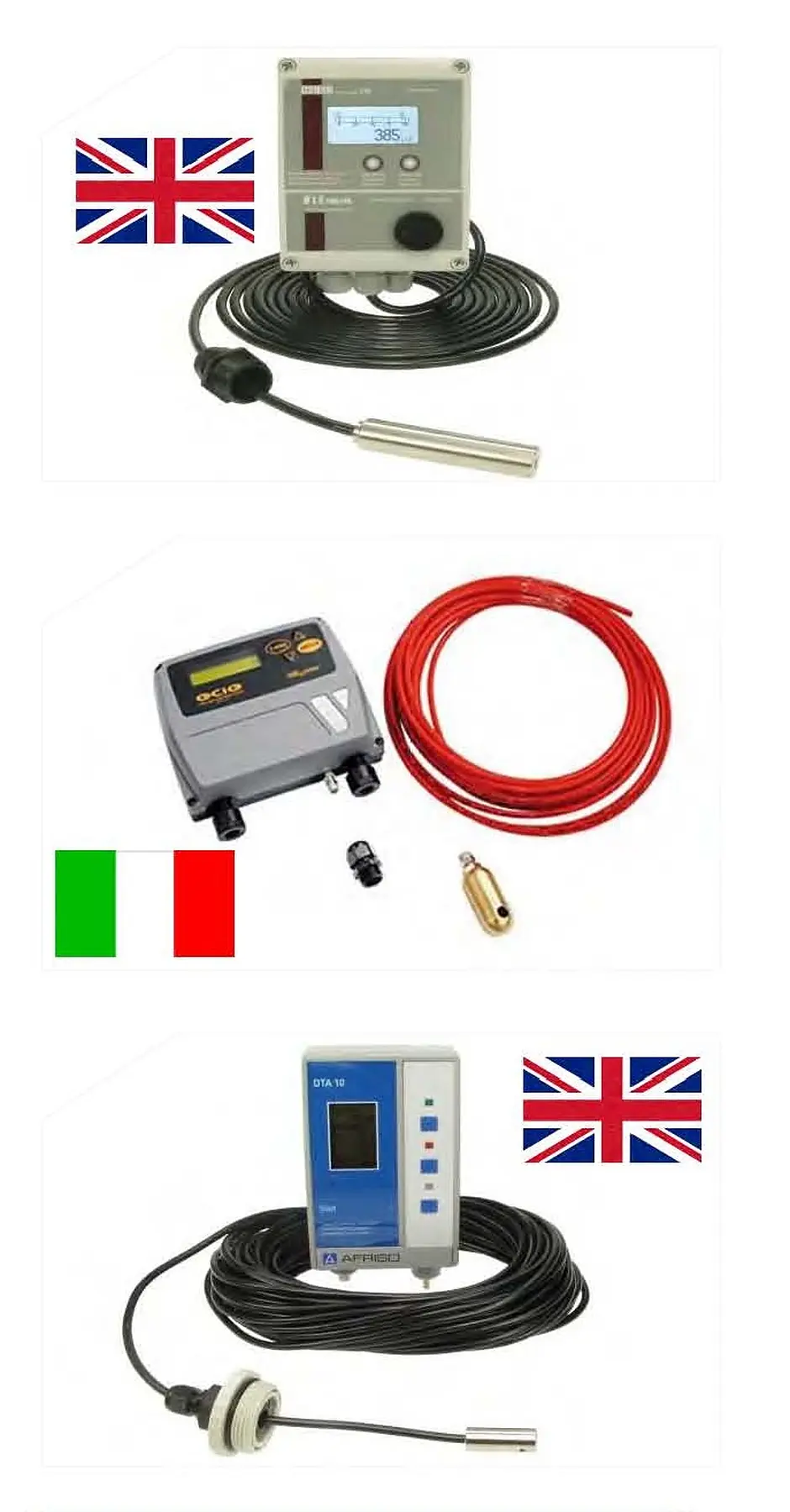 Electronic tank content gauge and probe